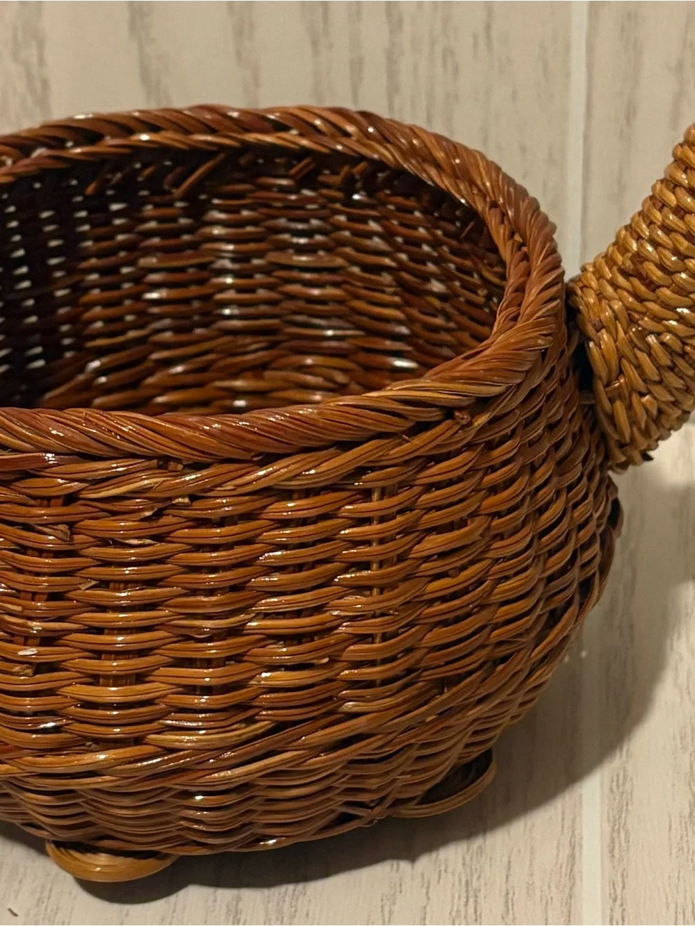 Rattan woven wicker turtle basket boho